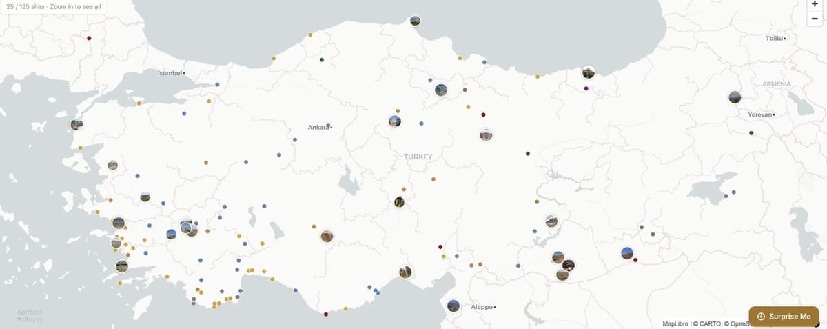 Map of ancient Anatolian sites