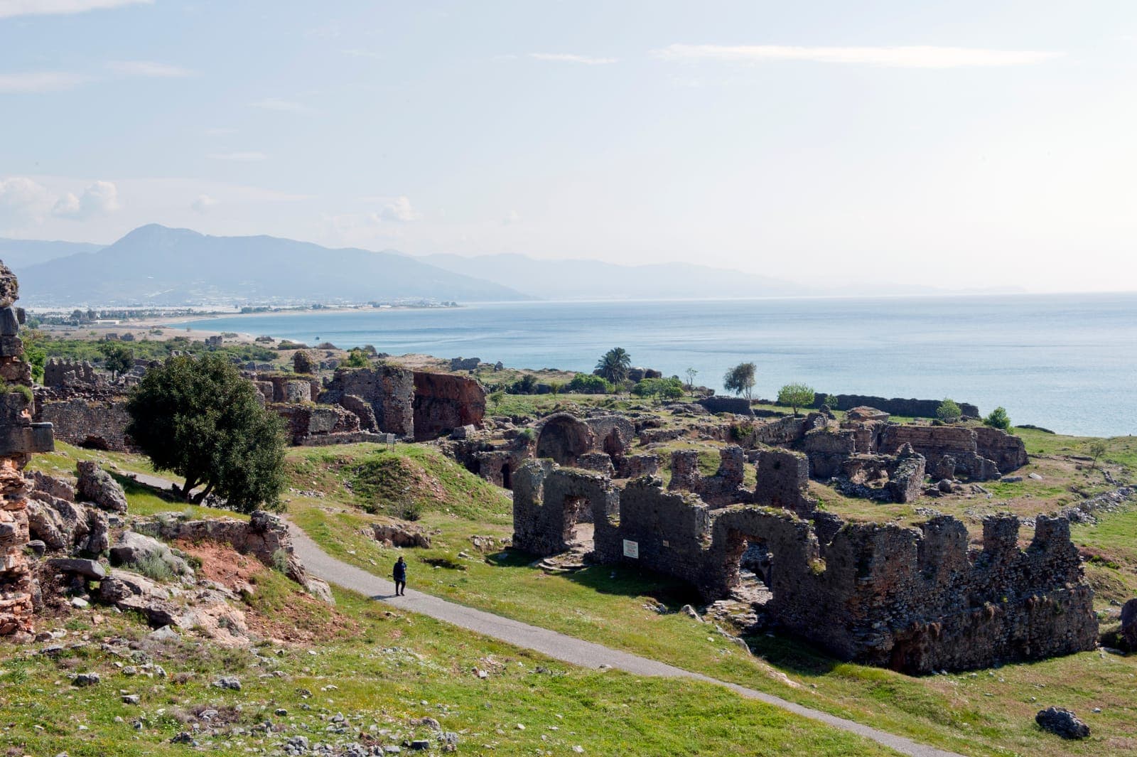 Coastal ruins of Anemurion with the Mediterranean Sea