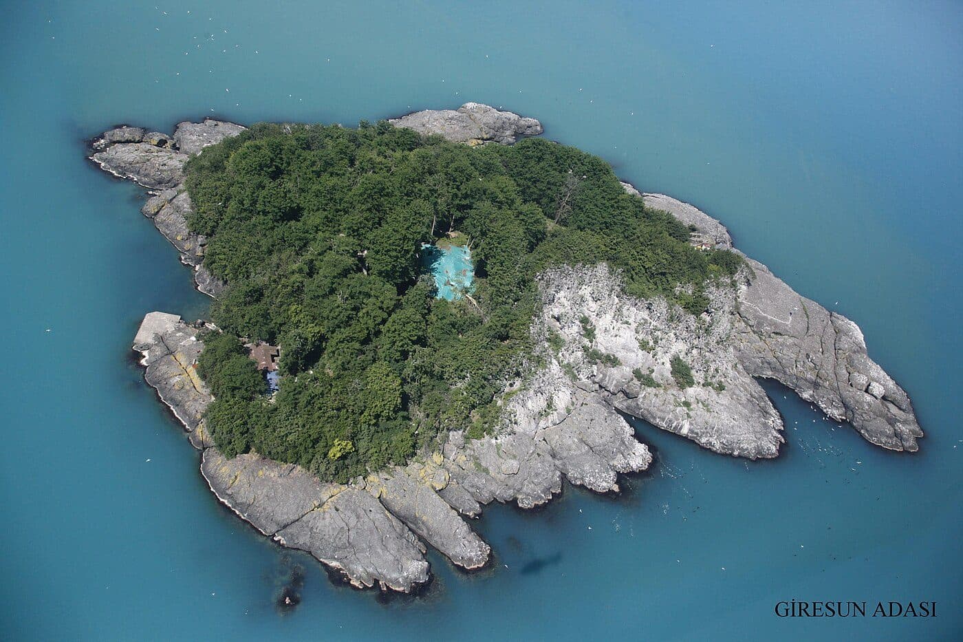 Giresun Island rising from the Black Sea waters off the coast of Giresun