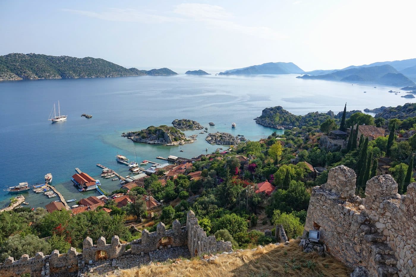 Submerged ruins of the ancient city visible through the clear waters at Kekova