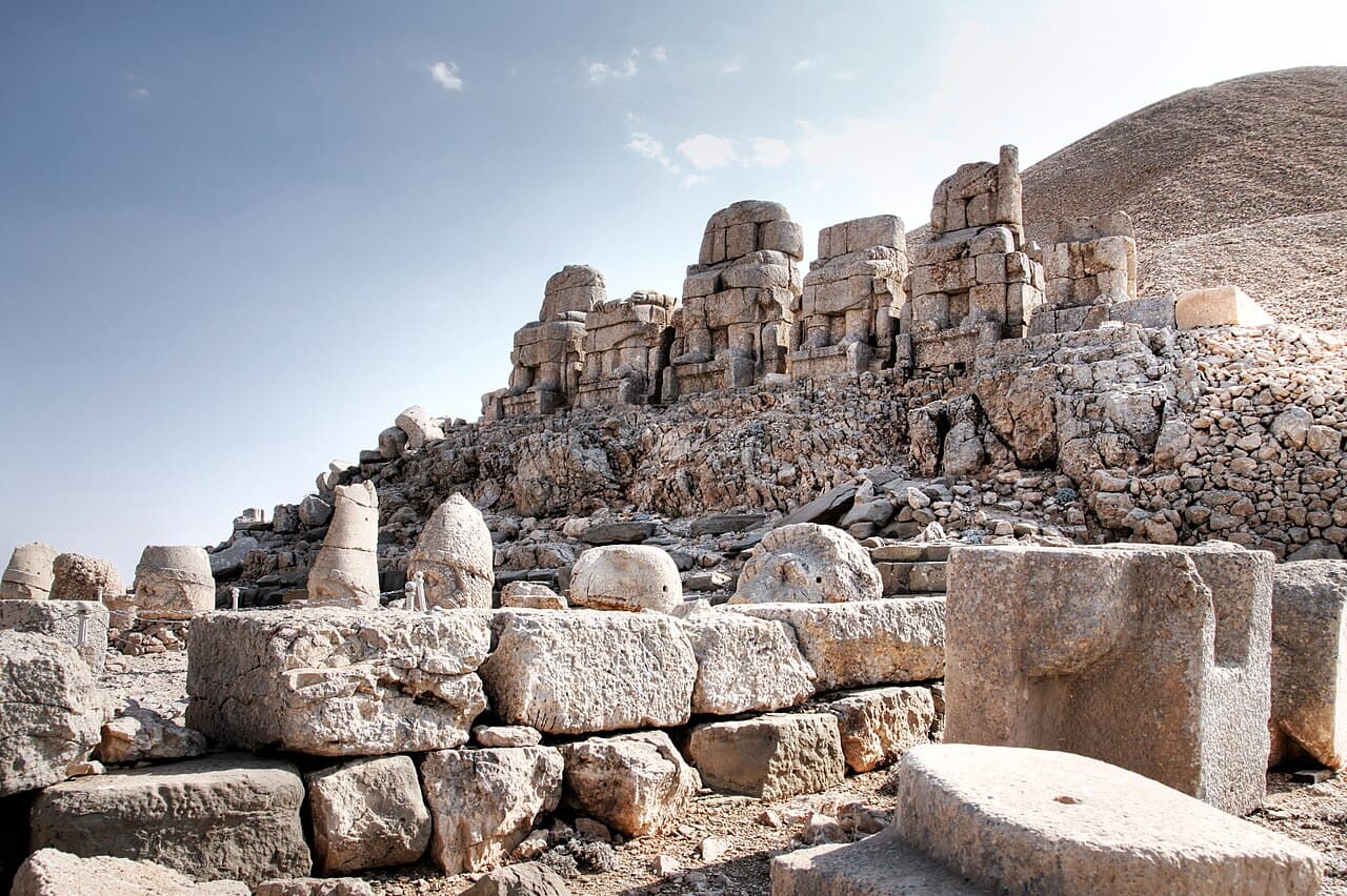Colossal stone heads at the East Terrace of Mount Nemrut