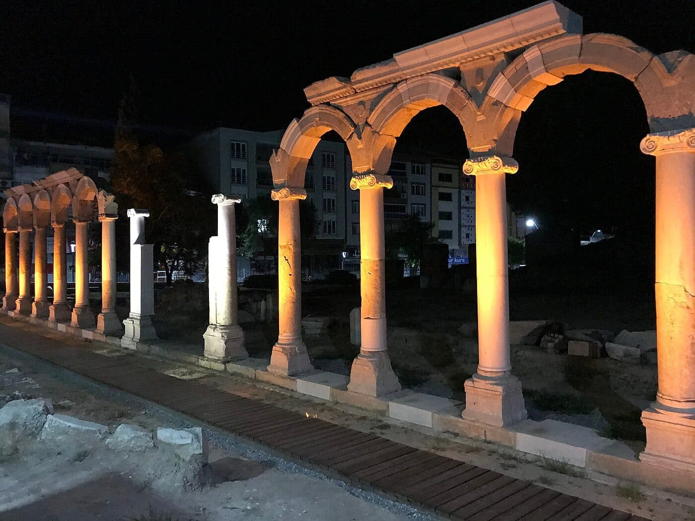 Archaeological remains of the ancient city of Thyatira beneath modern Akhisar
