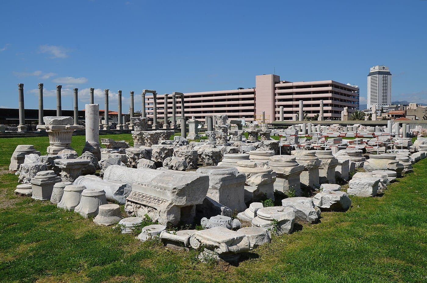 The Roman Agora of Smyrna with reconstructed colonnade in modern İzmir
